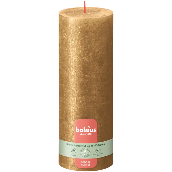 Bolsius Rustic Candle Shimmer Gold 19cm