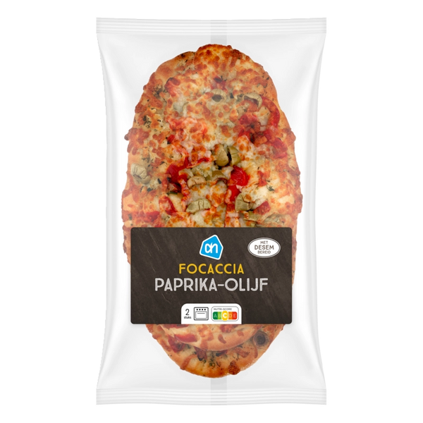 Focaccia mit Paprika und Oliven