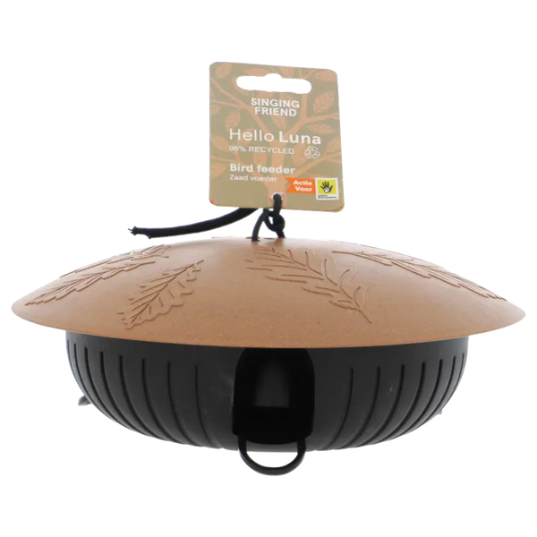 SingingFriend Luna seed feeder wood look