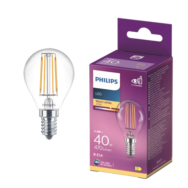 Philips LED filament bulb clear E14 40W