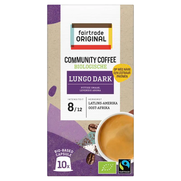 Fairtrade Original Community coffee lungo dark capsules