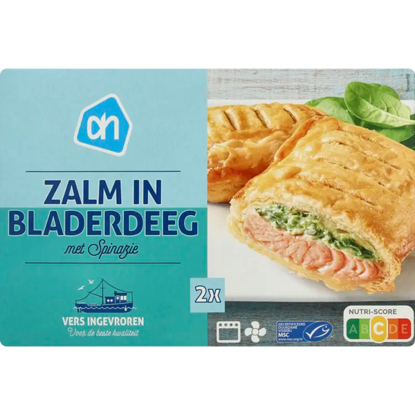 Zalm in bladerdeeg met spinazie