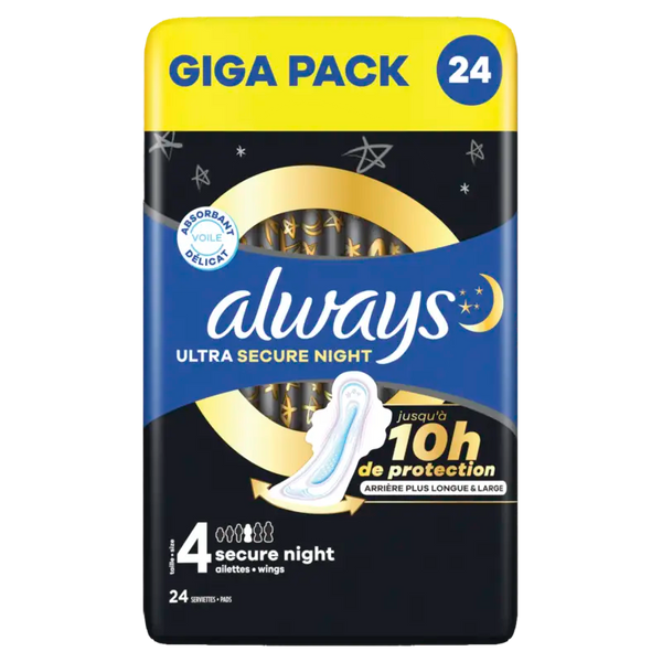 Always Ultra Secure Night Nachtbinden mit Flügeln Giga Pack