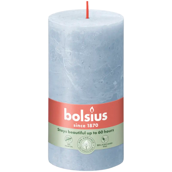 Bolsius Rustic pillar candle 13cm sky blue