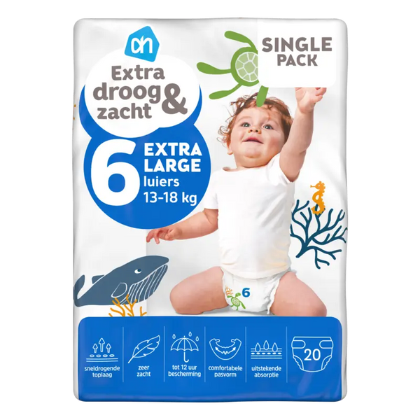 Extra droog en zacht luiers maat 6