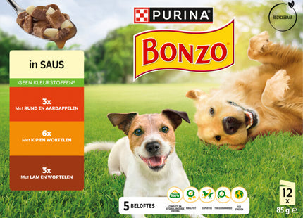 Bonzo Maaltijdzakjes in saus rund, kip, lam