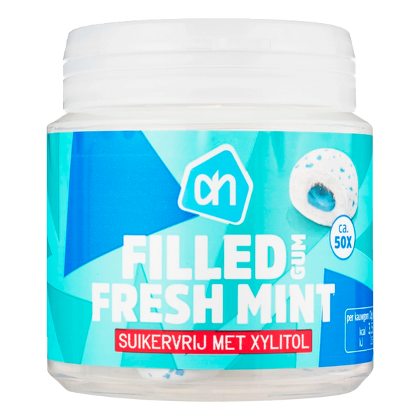 Filled fresh mint gum sugar-free