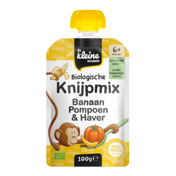 De Kleine Keuken Knijpmix Banane, Kürbis & Hafer 6m+