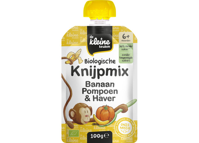 De Kleine Keuken Knijpmix banaan, pompoen & haver 6m+