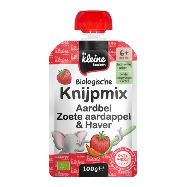 De Kleine Keuken Knijpmix aardbei zoete aardappel 6m+