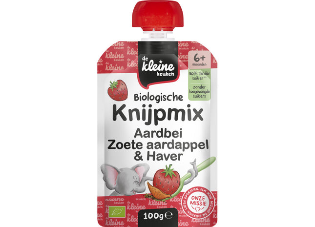 De Kleine Keuken Knijpmix aardbei zoete aardappel 6m+