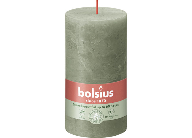 Bolsius Rustieke kaars olijfgroen 13cm