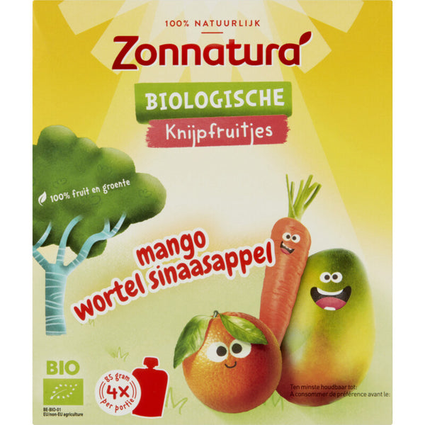 Zonnatura Biologische knijpfruit mango wortel