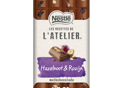 L'Atelier Melkchocoladereep hazelnoot & rozijn