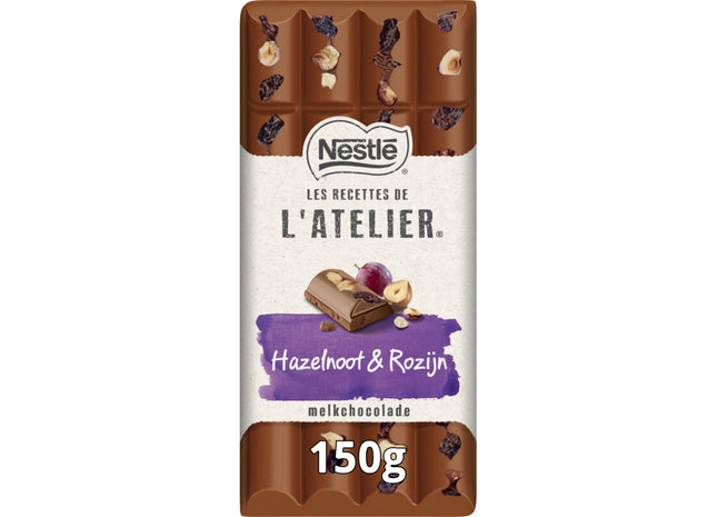 L'Atelier Melkchocoladereep hazelnoot & rozijn