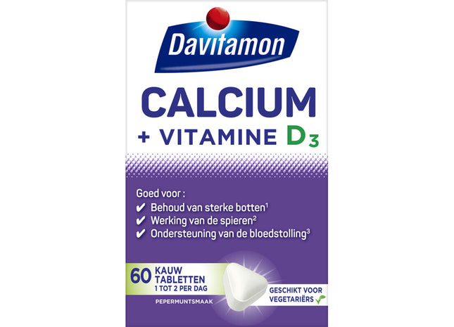 Davitamon Calcium + vitamine D kauwtabletten mint