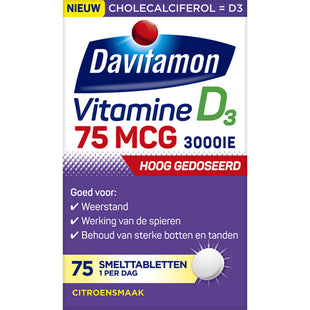 Davitamon Vitamine D 75mcg smelttabletten