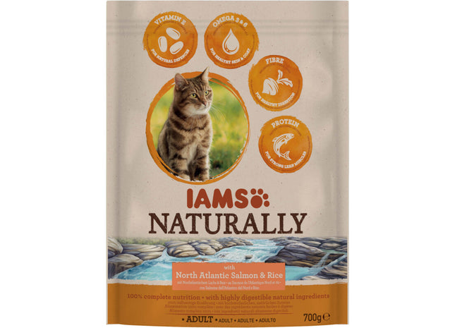 IAMS Naturally Lachs und Reis für ausgewachsene Katzen
