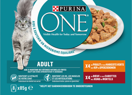 Purina ONE Adult reepjes in saus kip en rund  Dutchshopper