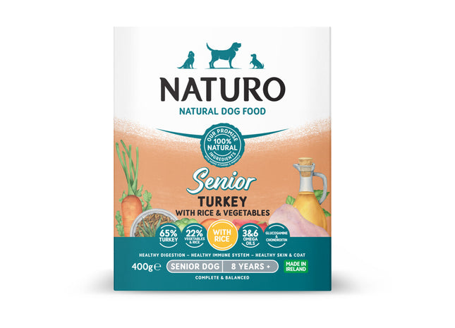Naturo Kalkoen en rijst voor de senior hond
