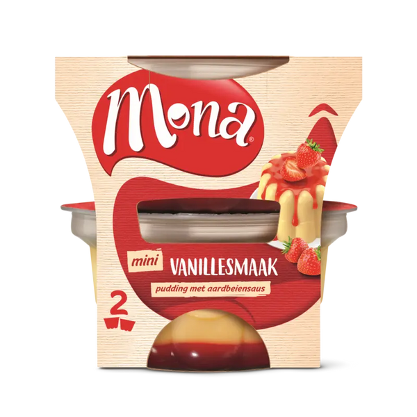 Mona Vanilla Pudding with Strawberry Sauce Duo