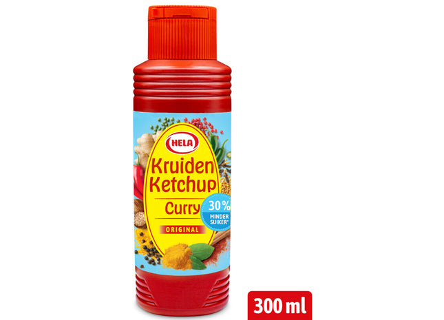 Hela Kruiden ketchup curry 30% minder suiker