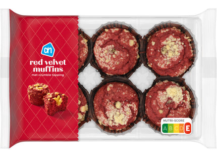 Red velvet muffin met crumble topping