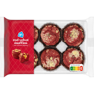 Red velvet muffin met crumble topping
