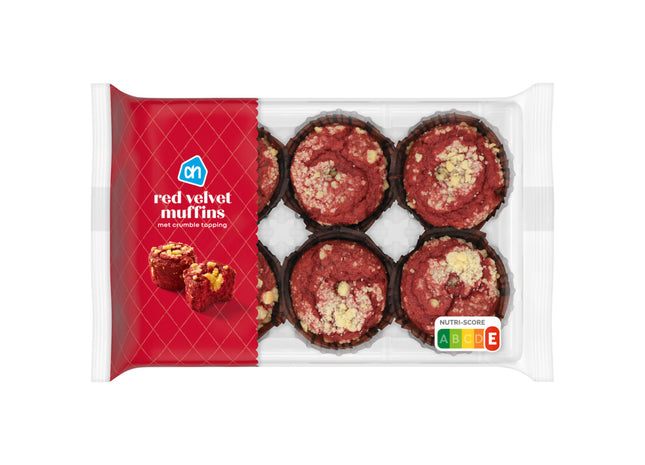Red velvet muffin met crumble topping