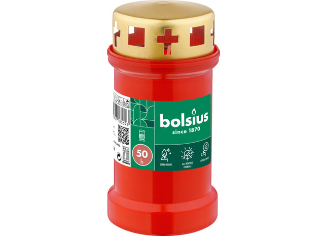 Bolsius Herdenkingslicht met deksel rood