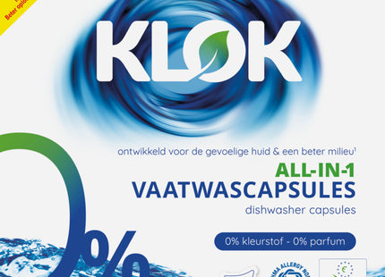 Klok All-in-1 vaatwascapsules parfumvrij