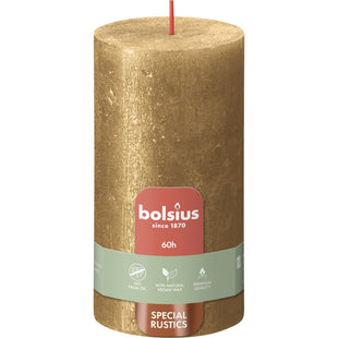 Bolsius Rustieke kaars shimmer goud 13cm