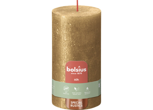 Bolsius Rustieke kaars shimmer goud 13cm