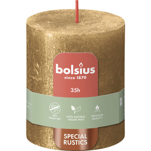 Bolsius Rustieke kaars shimmer goud 8cm
