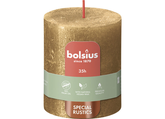 Bolsius Rustieke kaars shimmer goud 8cm