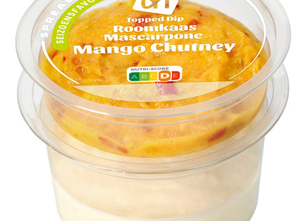 Topped dip cream cheese mascarpone mango