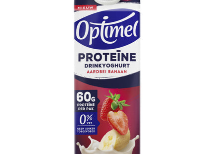 Optimel Proteïne drink yoghurt aardbei banaan