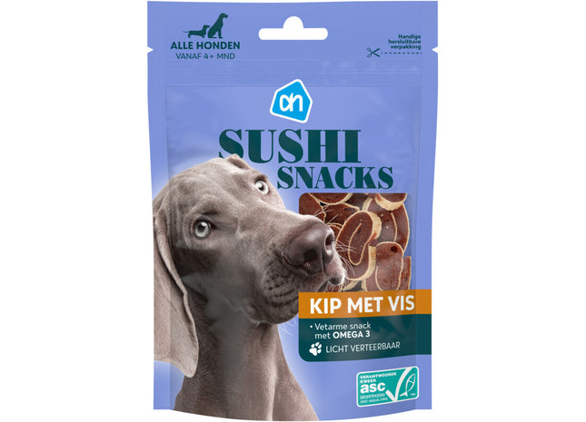 Sushi snacks kip met vis