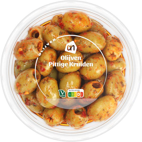 Groene olijven met pittige kruiden