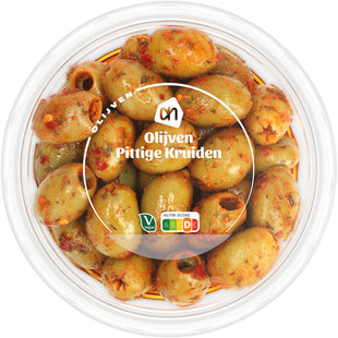 Groene olijven met pittige kruiden