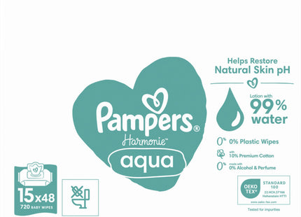 Pampers Harmonie aqua 0% plastic baby wipes