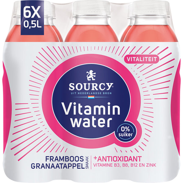 Sourcy Vitaminwasser Himbeere Granatapfel 6er-Pack