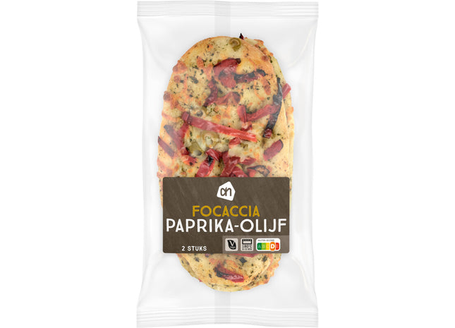 Focaccia paprika olijf