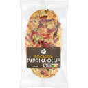 Focaccia paprika olijf