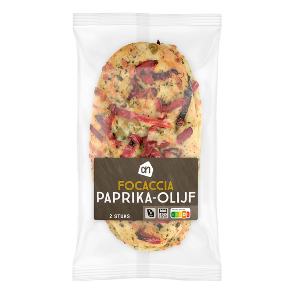 Focaccia with bell pepper and olive