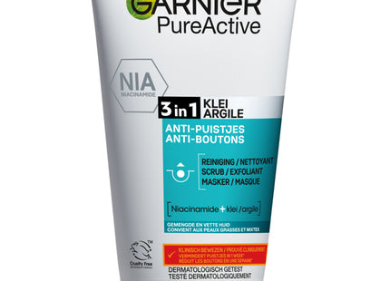 Garnier Pureactive 3-in-1 klei gezichtsmasker