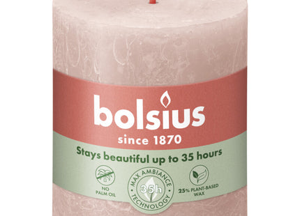 Bolsius Rustieke kaars 8cm misty pink