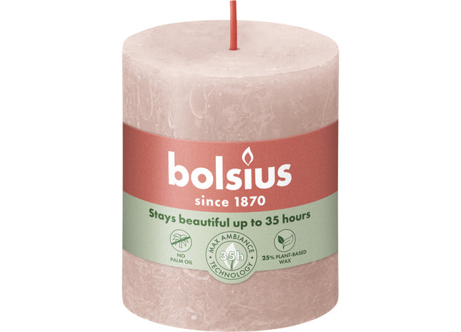 Bolsius Rustieke kaars 8cm misty pink