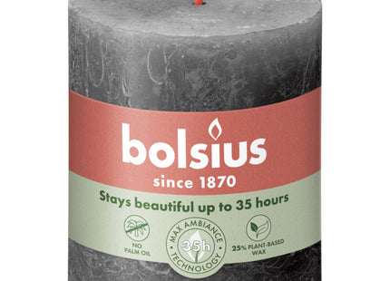 Bolsius Rustieke kaars antraciet 8cm  Dutchshopper