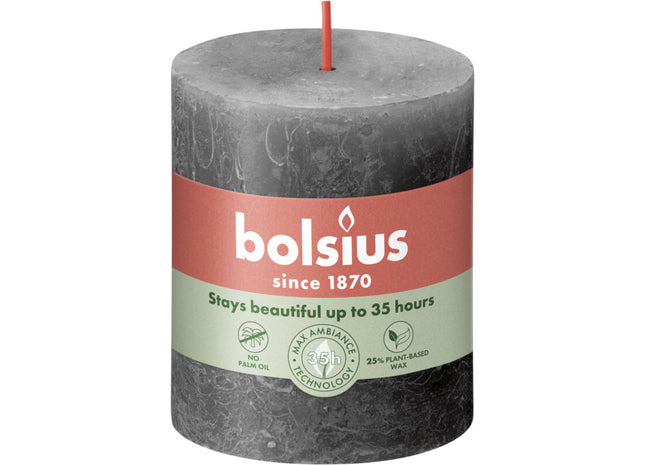 Bolsius Rustieke kaars antraciet 8cm  Dutchshopper